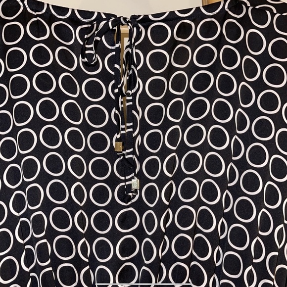NWOT Michael Kors Sz XL Navy Blue Circle Print Pattern Empire Waist Maxi Dress - Picture 4 of 5